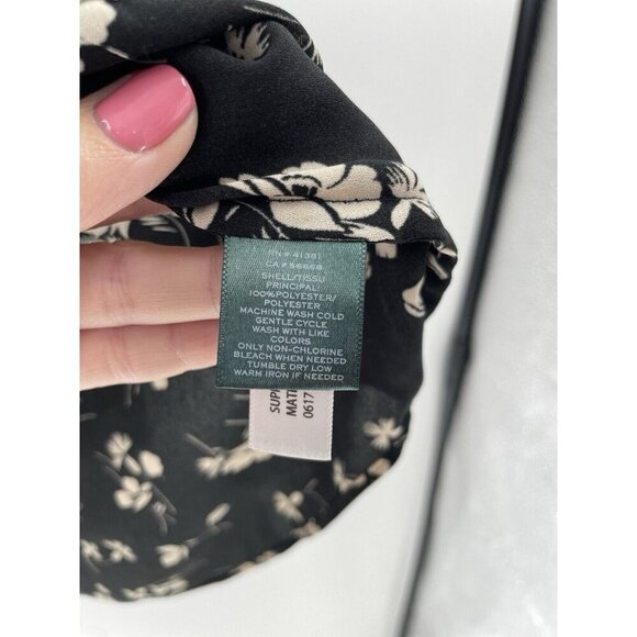 Lauren Ralph Lauren Chalsie Black Floral Print Blouse Cold Shoulder Top Size PL - Picture 10 of 14
